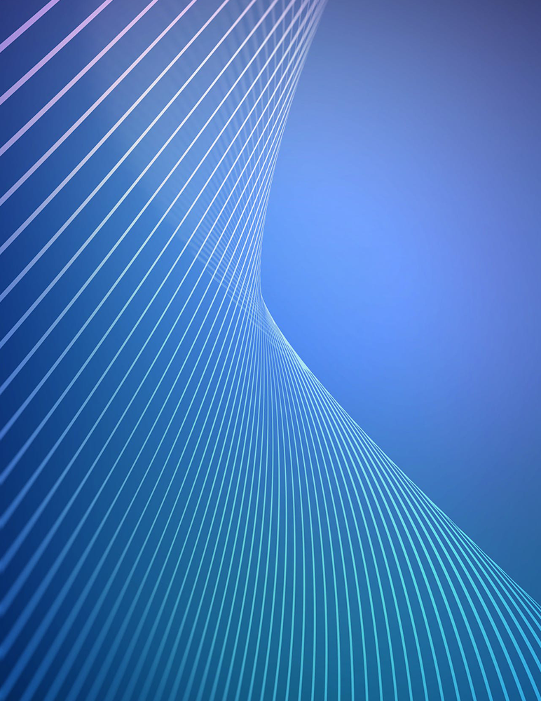 Abstract white lines forming a 3D shape on a blue background