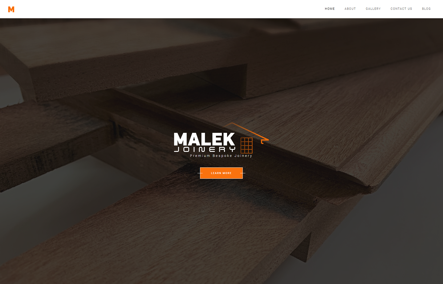 A screenshot of Malek Joinery's website